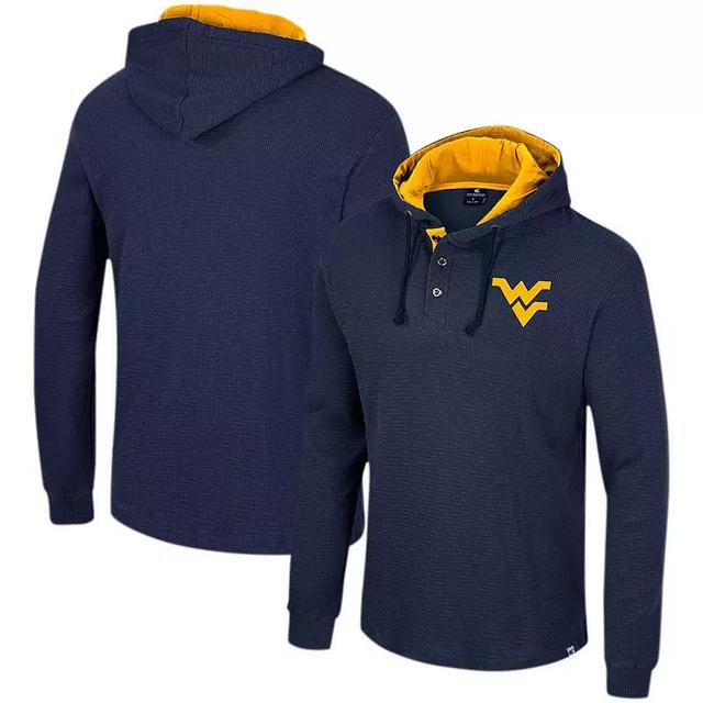 Mens Colosseum West Virginia Mountaineers Affirmative Thermal Hoodie Long Sleeve T-Shirt Blue Product Image