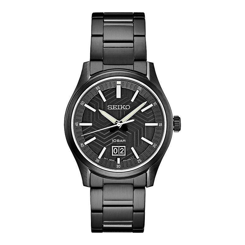 Seiko Essentials Mens Black Ion Plated Stainless Steel Black Dial Watch - SUR515 Product Image