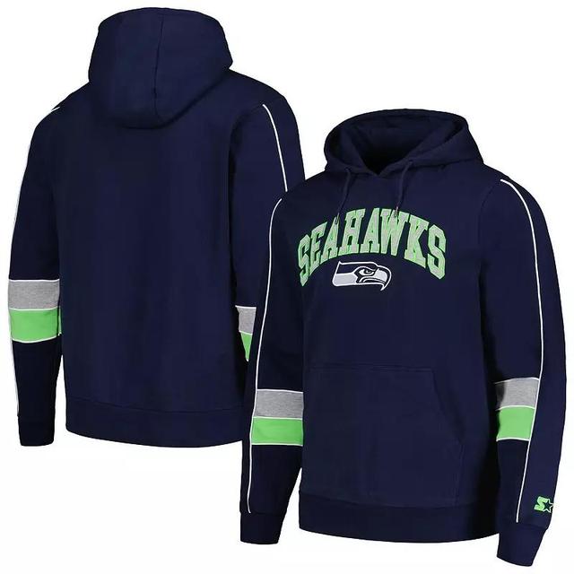 Mens Starter College Seattle Seahawks Captain Pullover Hoodie Blue Product Image