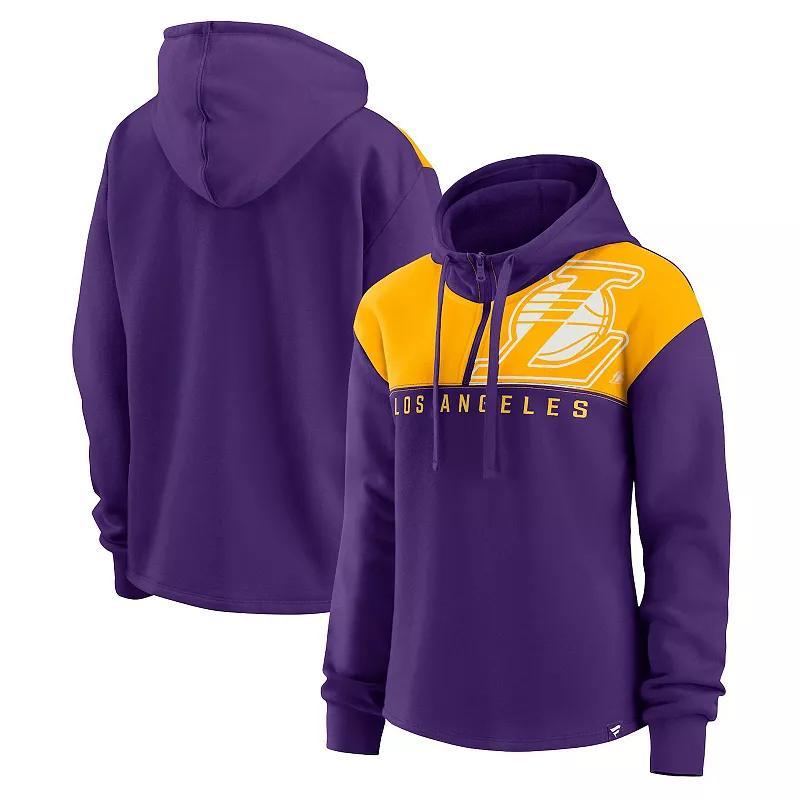 Womens Fanatics Purple Los Angeles Lakers Overslide Quarter-Zip Fleece Hoodie Product Image