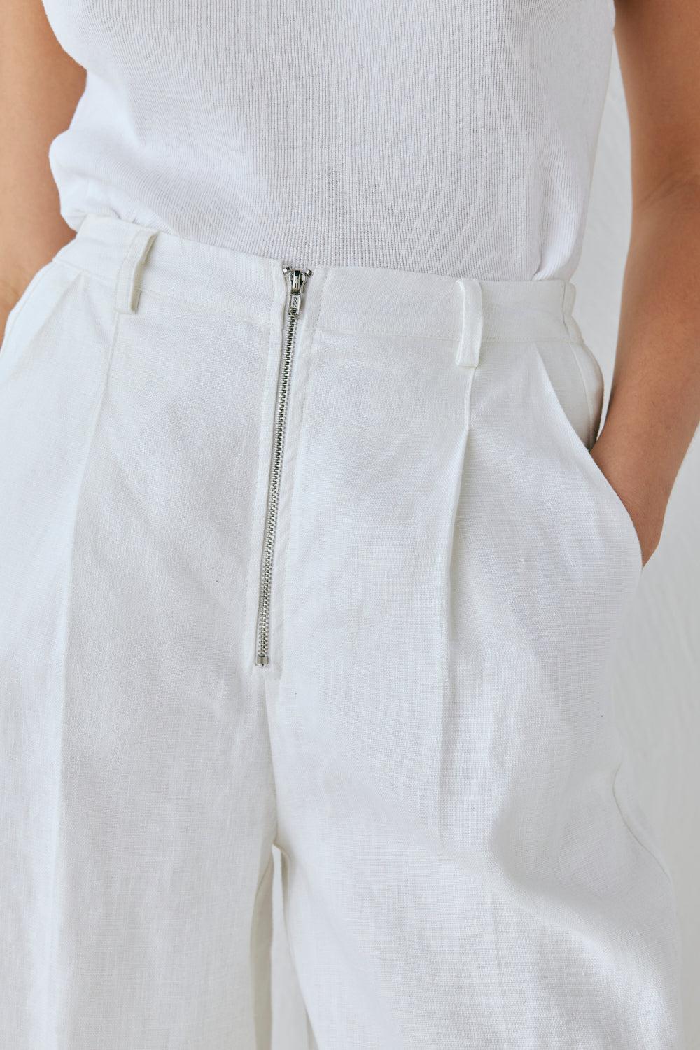 Nahna Linen Pants White Product Image