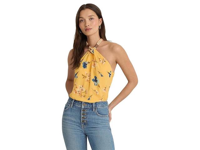 LAUREN Ralph Lauren Floral Crinkle Georgette Halter Top Multi) Women's Clothing Product Image