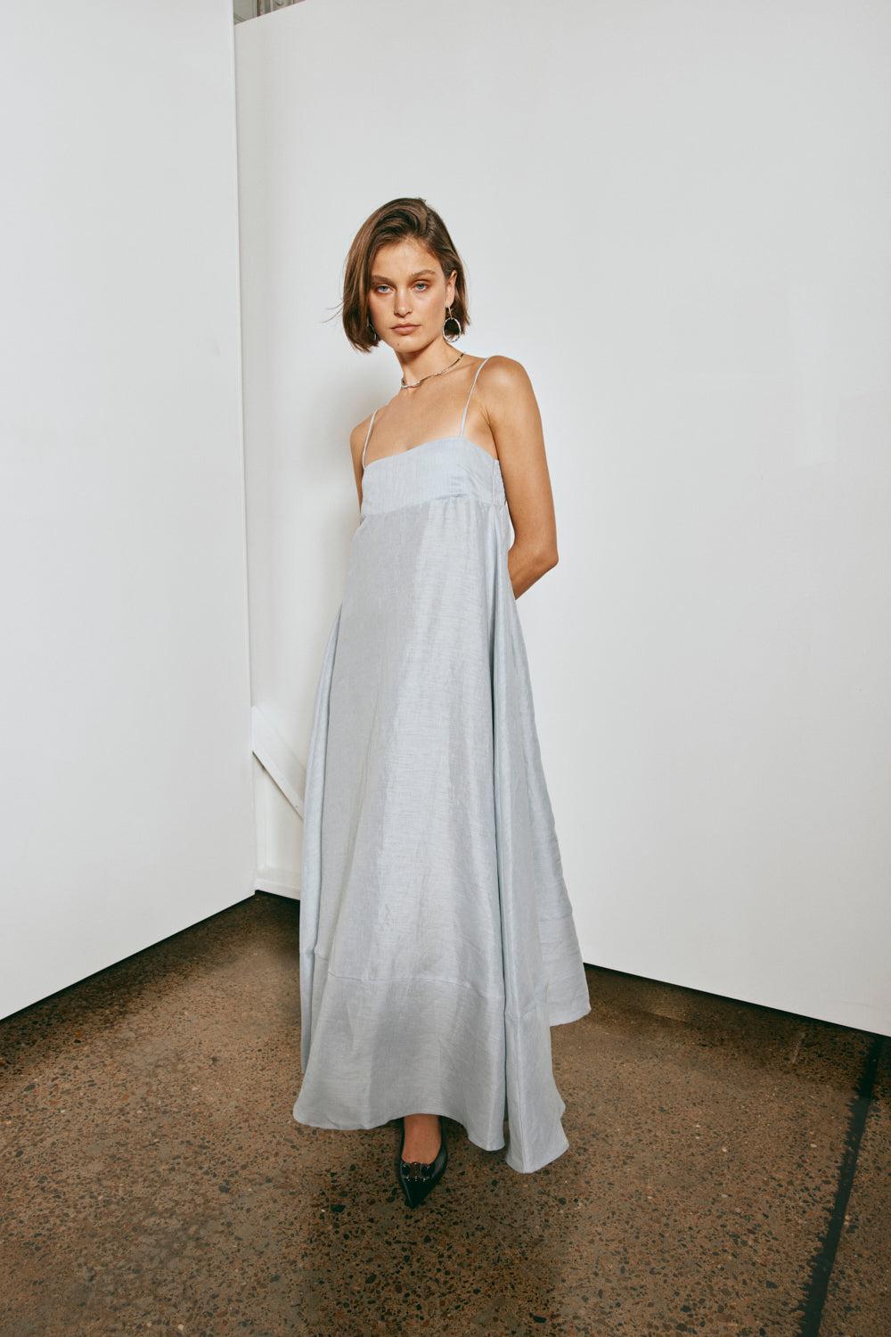 Behati Linen Maxi Dress Sky Product Image