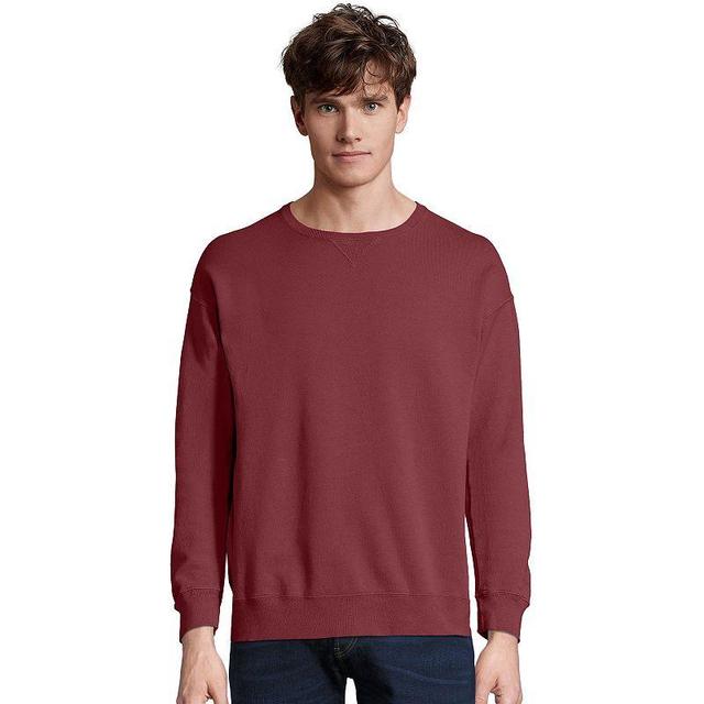 Mens Hanes Originals Garment Dyed Fleece Sweatshirt Med Red Product Image