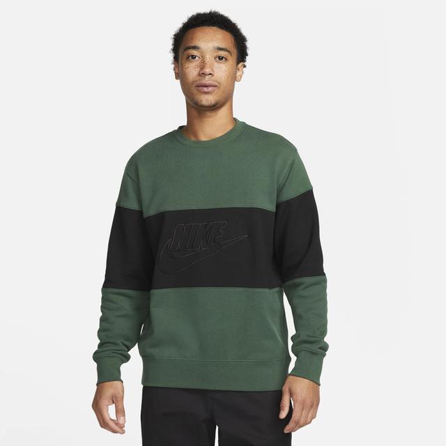 Nike Mens Club+ FT Colour Block Crew - Green/Black Product Image