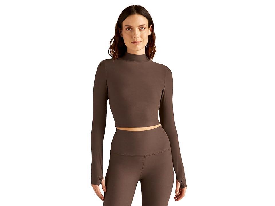 Beyond Yoga Featherweight Moving On Cropped Pullover (Truffle Heather) Women's Clothing Product Image