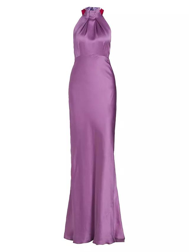 Womens Michelle Hammered Silk Halter Gown Product Image