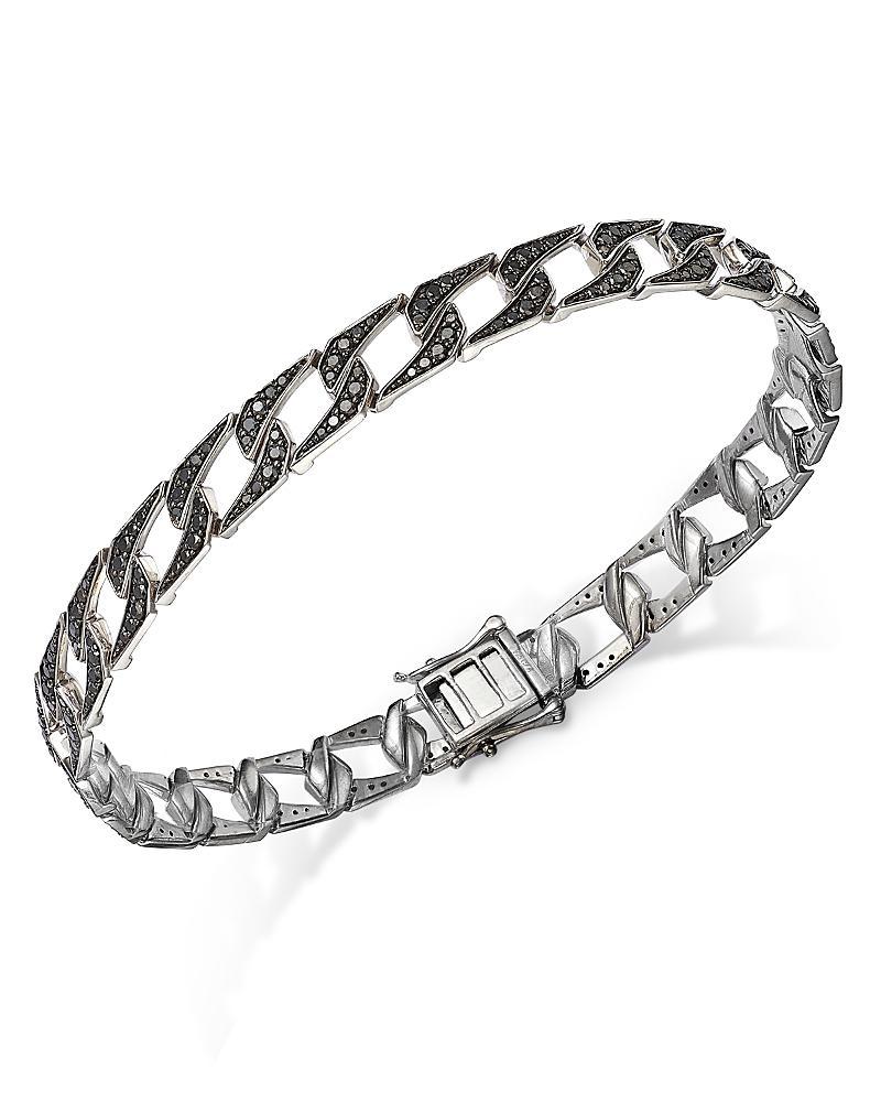 Bloomingdales Fine Collection Mens Black Diamond Link Bracelet in 14K White Gold, 3.0 ct. t. w. Product Image