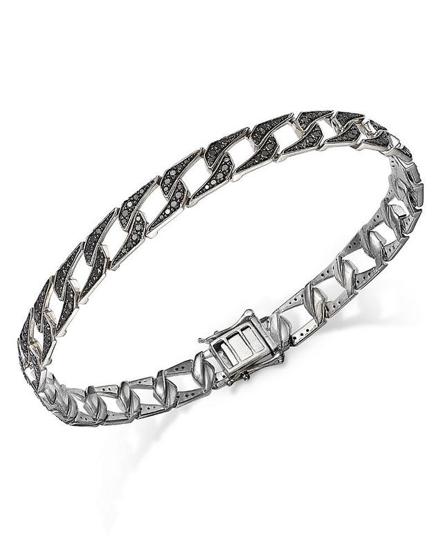 Bloomingdales Fine Collection Mens Black Diamond Link Bracelet in 14K White Gold, 3.0 ct. t. w. Product Image