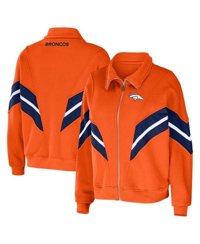 Womens WEAR by Erin Andrews Denver Broncos Plus Size Yarn Dye Stripe Full-Zip Jacket Product Image