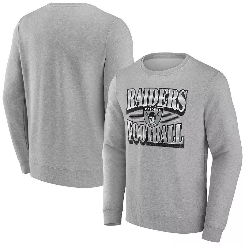 Mens Fanatics Heather Gray Las Vegas Raiders Chance Throwback Fleece Pullover Sweatshirt Product Image