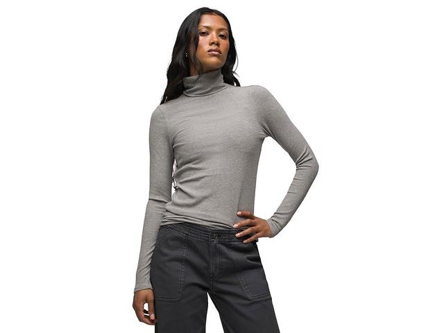 Prana Foundation Rib Turtleneck (Heather Grey) Women's Clothing Product Image