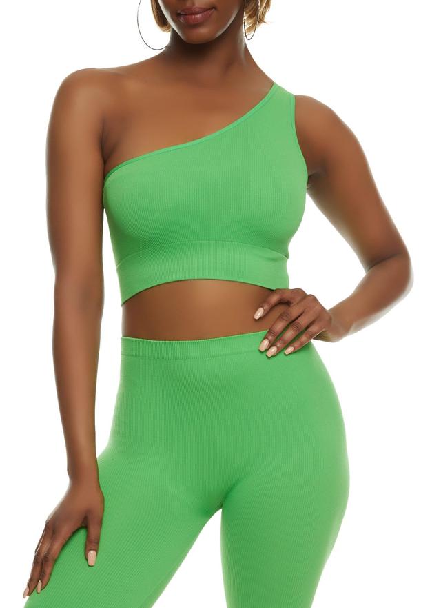 Womens Seamless Ribbed One Shoulder Crop Top Product Image