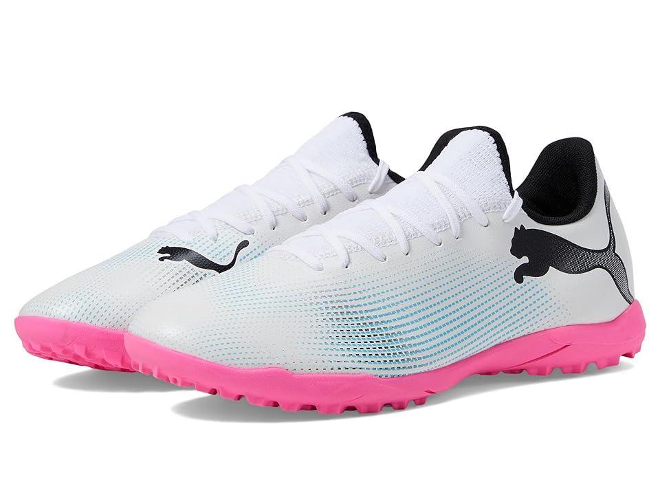 PUMA Future 7 Play Turf Training (PUMA White/PUMA /Poison Pink) Men's Shoes Product Image