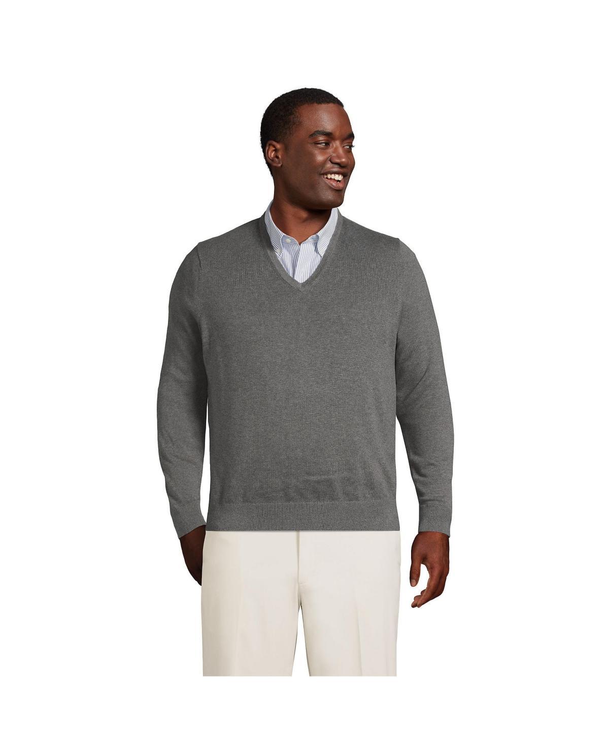 Lands End Mens Big & Tall Fine Gauge Supima Cotton V-neck Sweater Product Image