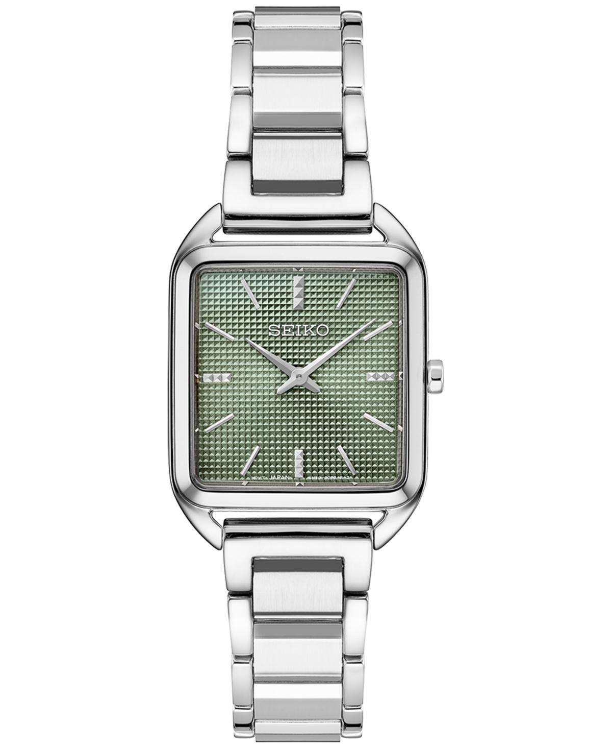 Seiko Essentials Womens Stainless Steel Rectangle Dial Bracelet Watch Green Product Image