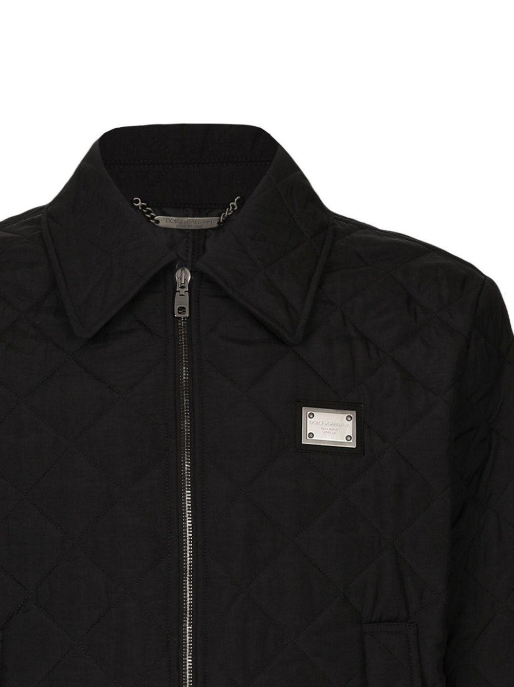 Diamond-quilted Bomber Jacket In Black Product Image