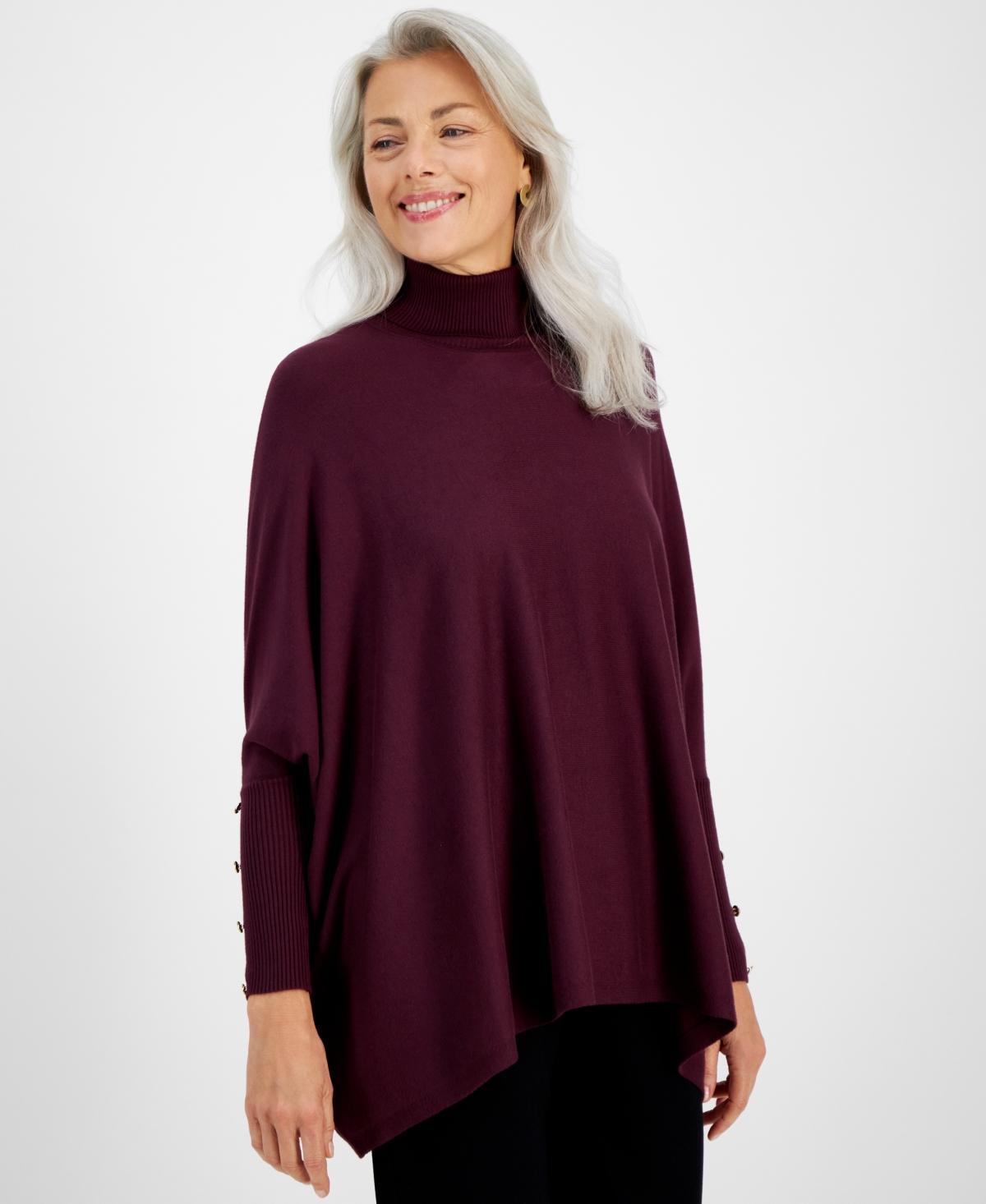 Jm Collection Womens Poncho Turtleneck Sweater, Regular & Petite, Created for Macys Product Image