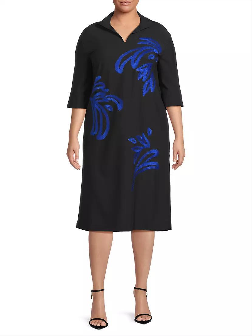 Embroidered Twill Shift Dress Product Image