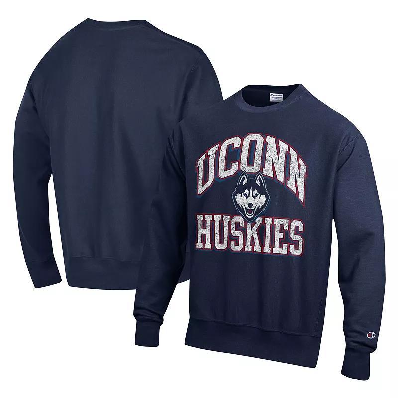 Mens Champion Navy UConn Huskies Vault Late Night Reverse Weave Pullover Sweatshirt CON Blue Product Image