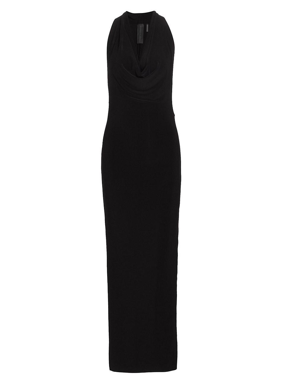 Norma Kamali Halter Neeta Side Slit Gown Black. (also in L, M, S). Product Image