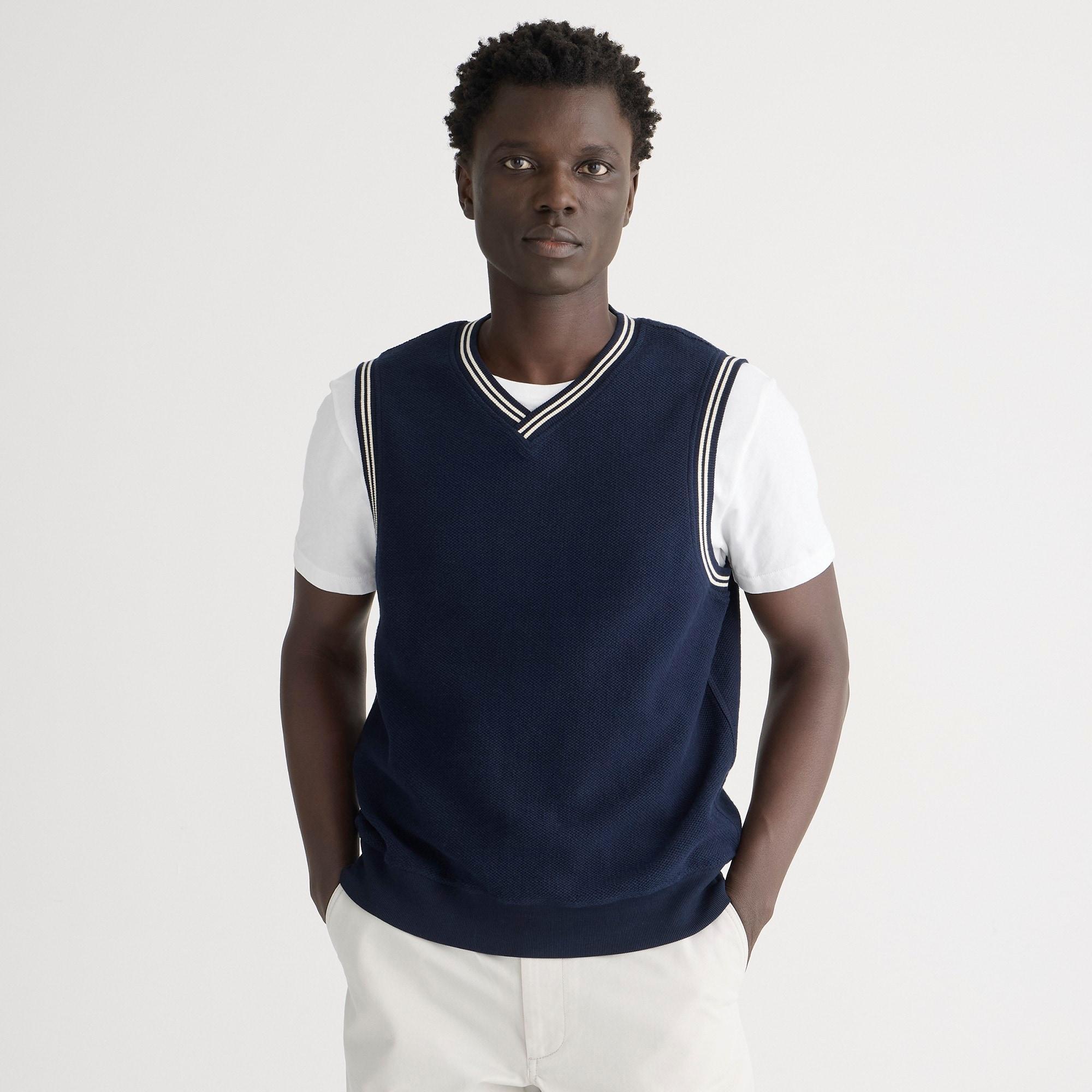 Cotton piqué-stitch sweater-vest Product Image