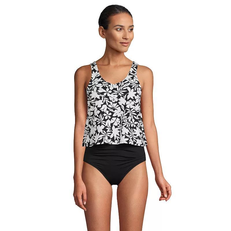 Lands End Womens V-neck One Piece Fauxkini Swimsuit Faux Tankini Top Product Image