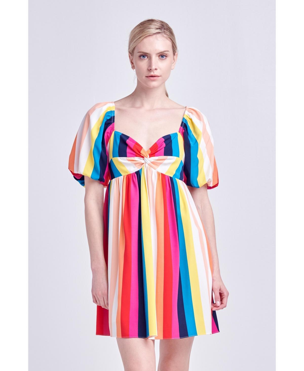 Womens Multi Color Stripe Mini Dress Product Image