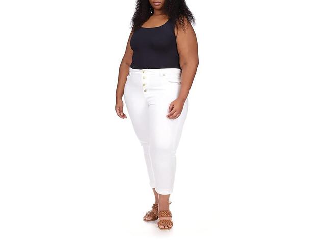 MICHAEL Michael Kors Plus Size High-Rise Crop Skinny Selma Jeans White) Women's Jeans Product Image