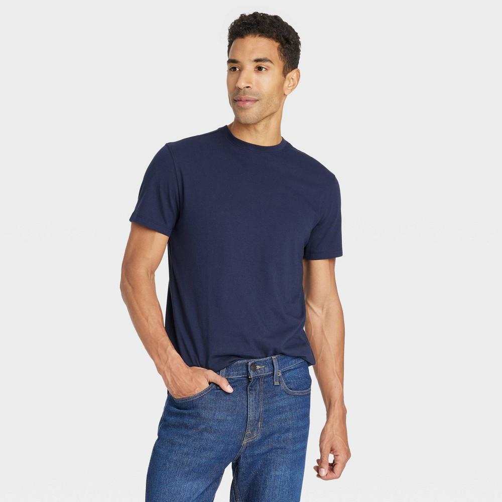 Mens Casual Fit Every Wear Short Sleeve T-Shirt - Goodfellow & Co Xavier Navy M Product Image