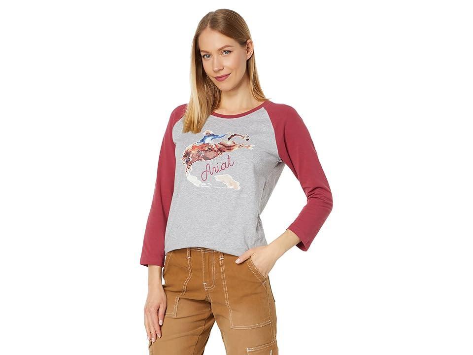 Ariat Painted Dreams T-Shirt (Light Heather Grey/Earth Red) Women's T Shirt Product Image