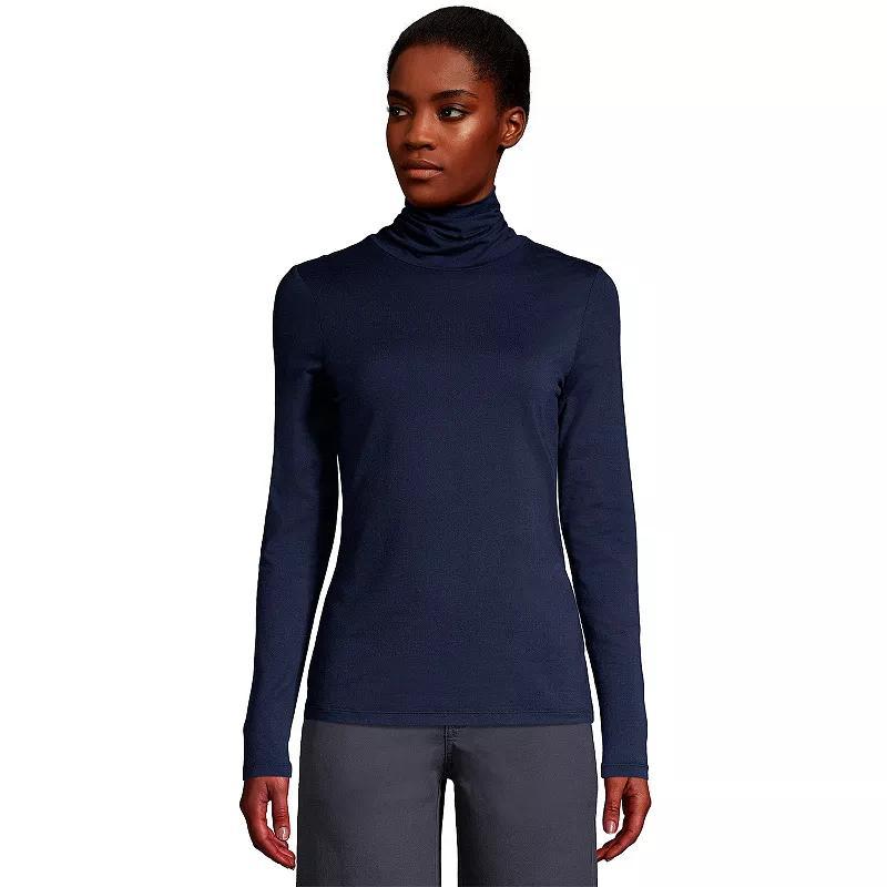 Lands End Womens Lightweight Jersey Skimming Long Sleeve Turtleneck Product Image