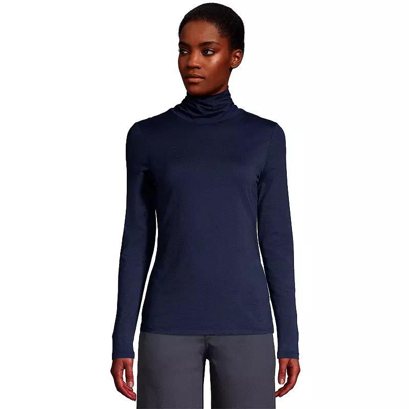 Womens Lands End Lightweight Fitted Turtleneck Product Image