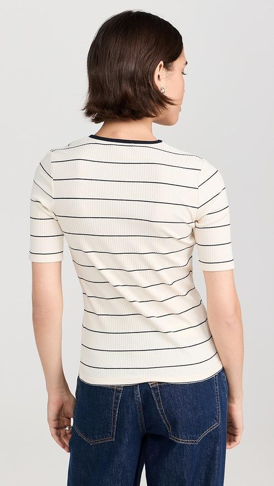 Vince Rib Stripe Elbow Sleeve Crew Tee | Shopbop Product Image