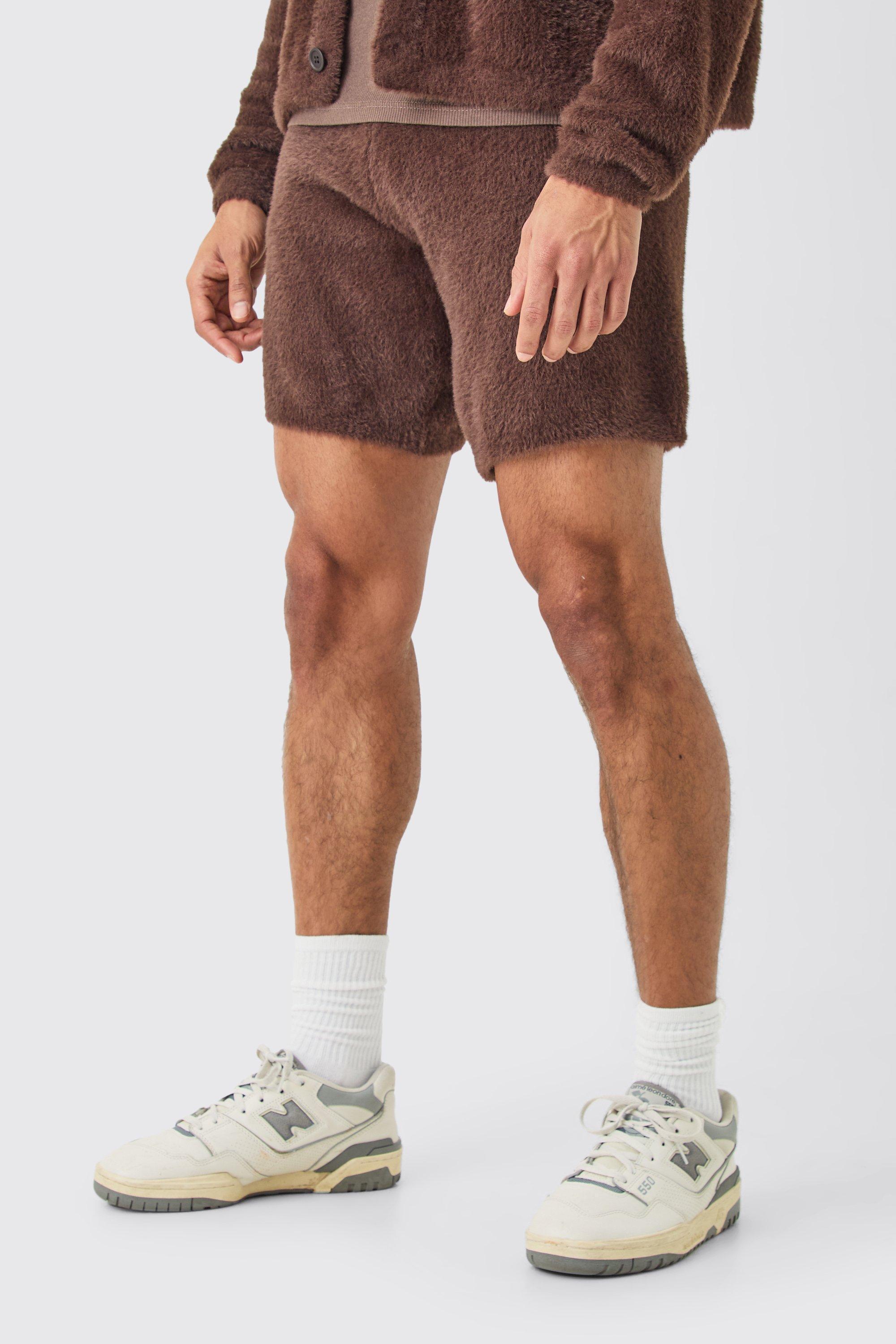 Fluffy Relaxed Short In Brown | boohooMAN USA Product Image