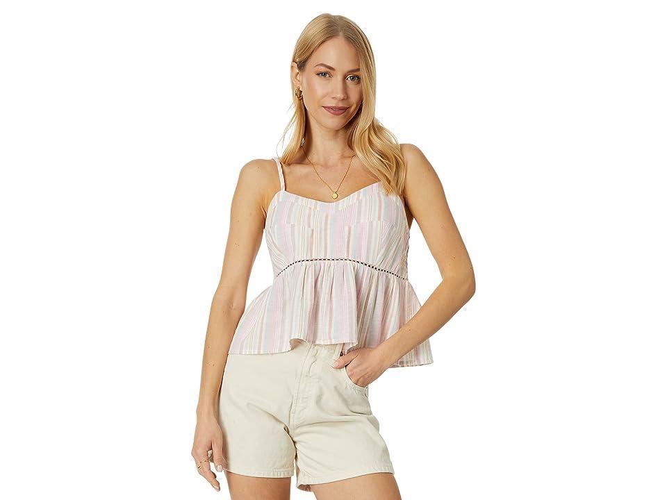 Lucky Brand Striped Linen Crop Cami Multi) Women's Clothing Product Image