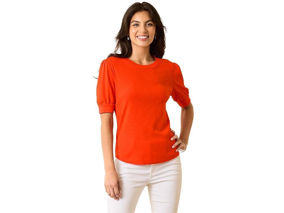 Tommy Bahama Ashby Isles Rib Short Sleeve Puff Top (Orange Flame) Women's Blouse Product Image