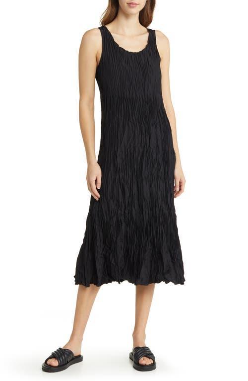 Eileen Fisher Crushed Silk Scoop Neck Sleeveless Slip Midi Dress Product Image