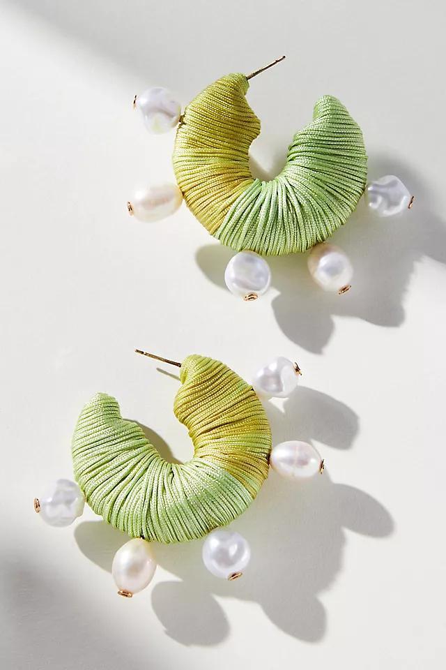 XL Raffia-Wrapped Hoop Earrings Product Image