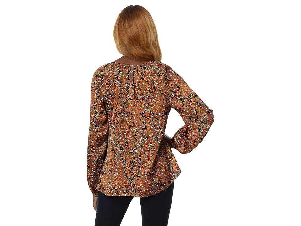 MICHAEL Michael Kors Multi Paisley Peasant Top (Bright Terracotta) Women's Clothing Product Image