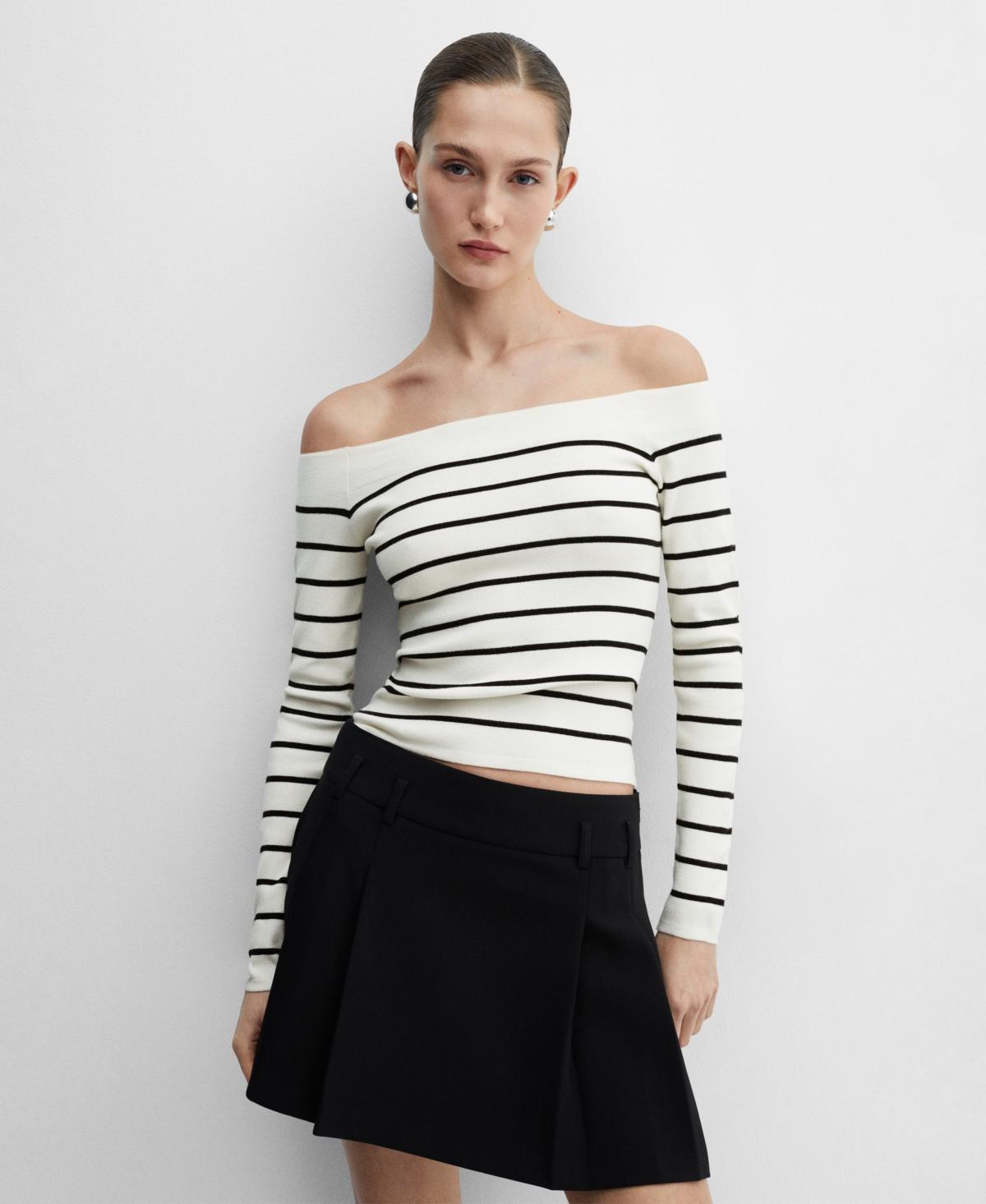 Mango Womens Off-The-Shoulder Knitted Sweater Product Image