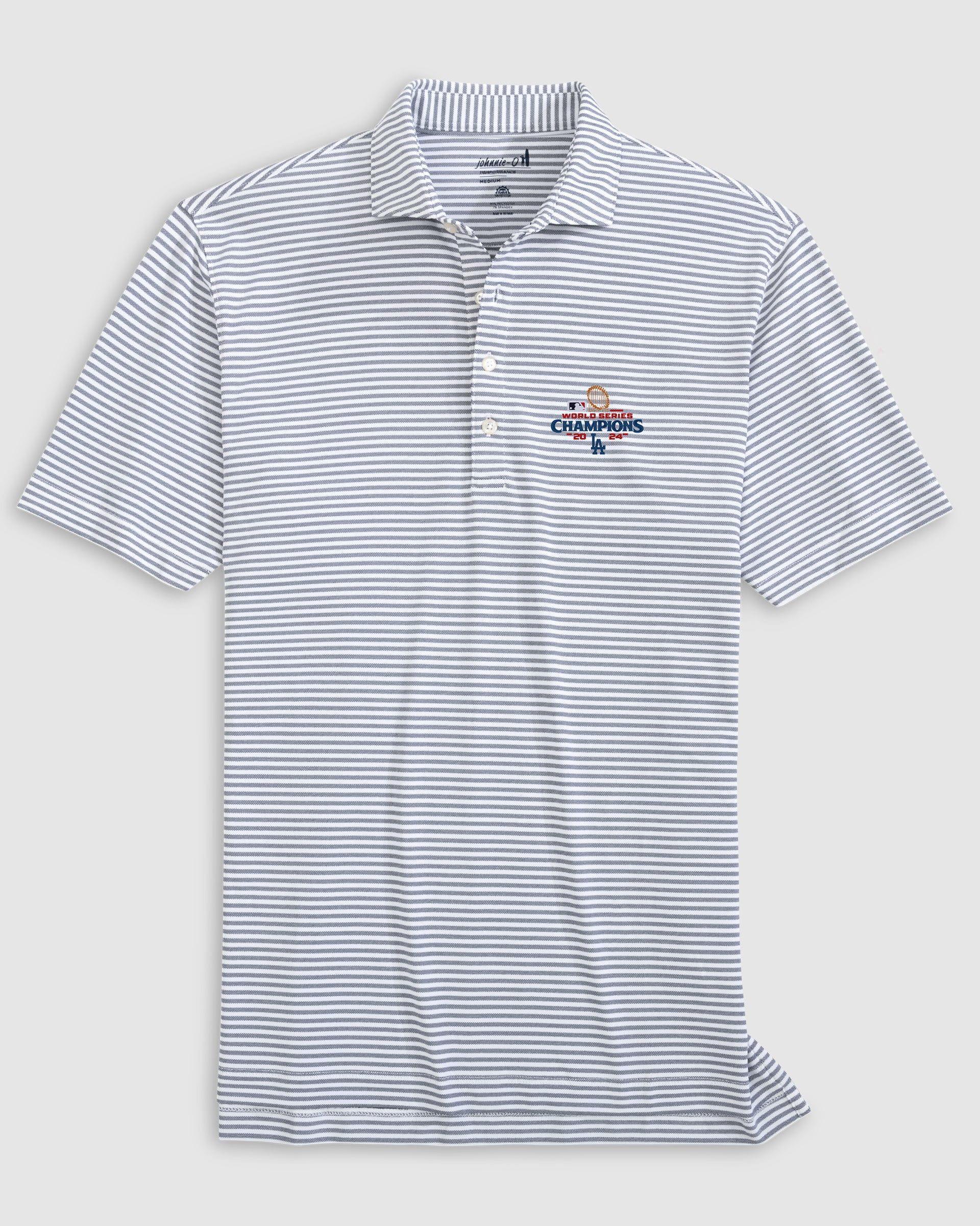 Los Angeles Dodgers Stetsons Mesh Performance Polo  - 2024 World Series Champions Logo Male Product Image