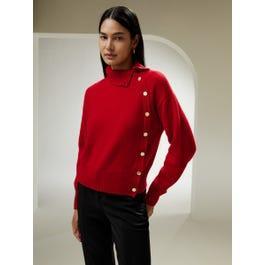 Cashmere Sweater With Row of Side Buttons Product Image