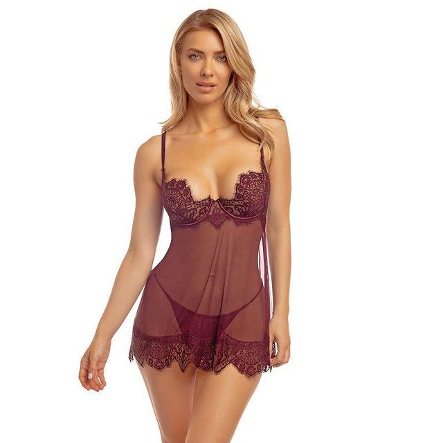 Oh La La Cheri 2-Piece Kinsley Babydoll and Panty Set 71-11849, Womens Windsor Red Product Image