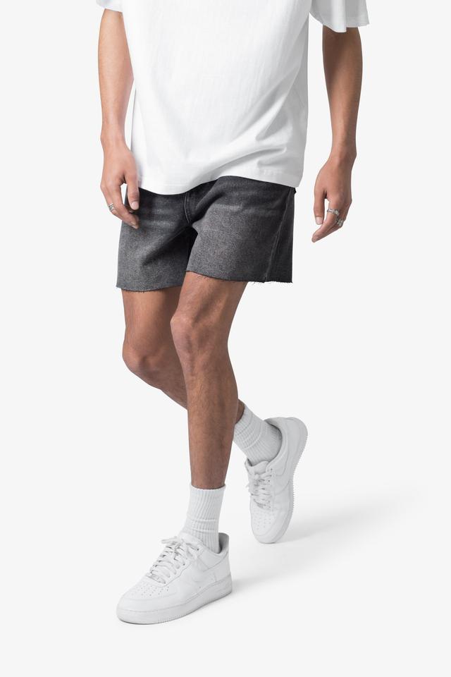 Cut Off Denim Shorts - Black Product Image