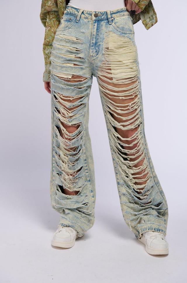 OVER IT DISTRESSED HIGH RISE JEANS Product Image