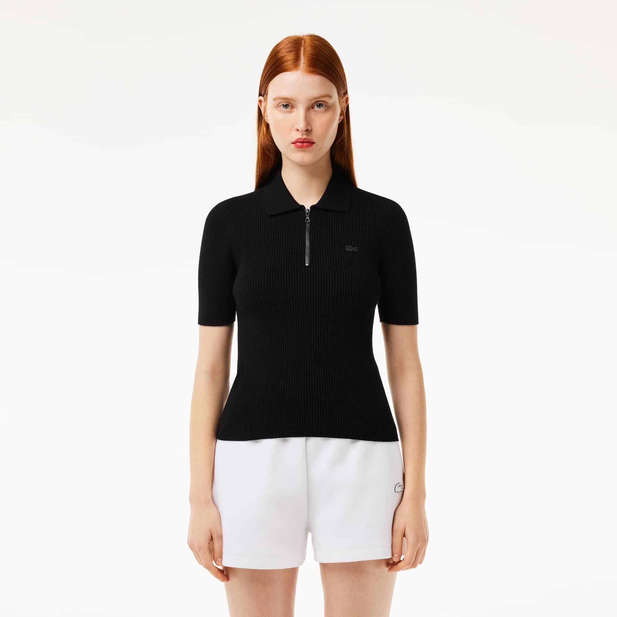 Zip Neck Rib Knit Polo Shirt product image