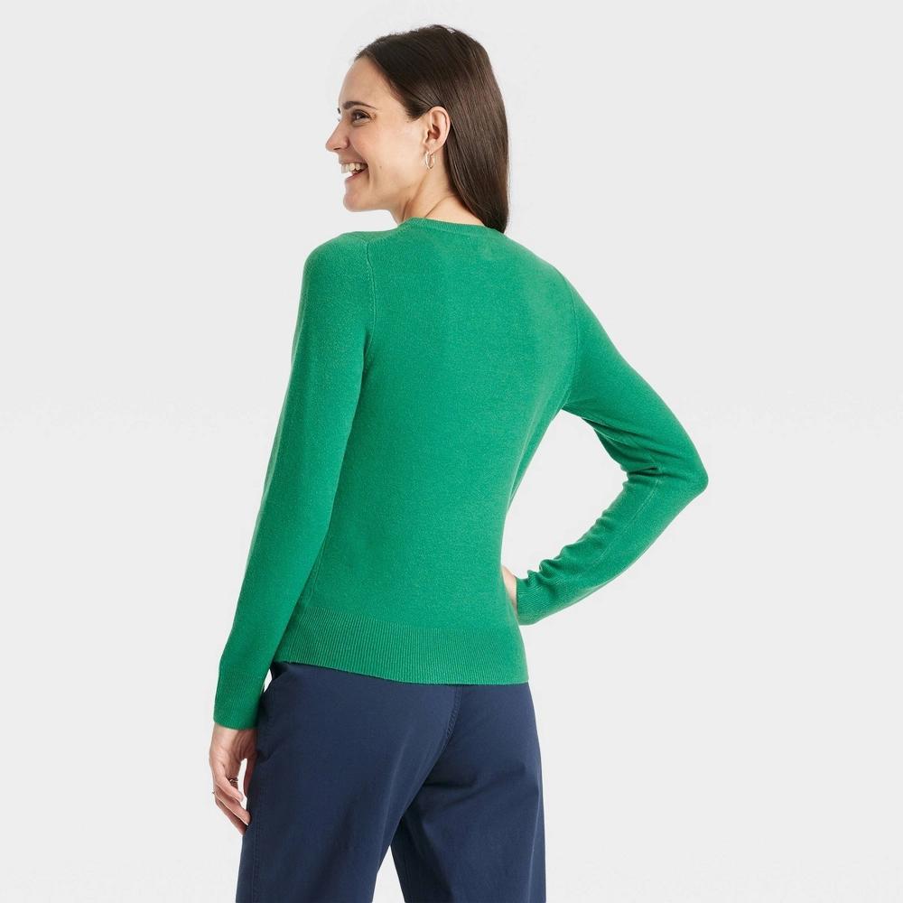 Women's Crewneck Cashfeel Pullover Sweater - A New Day™ Green S Product Image