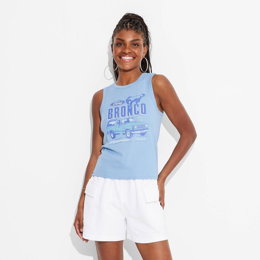 Womens Bronco Classic Graphic Tank Top - Blue Product Image