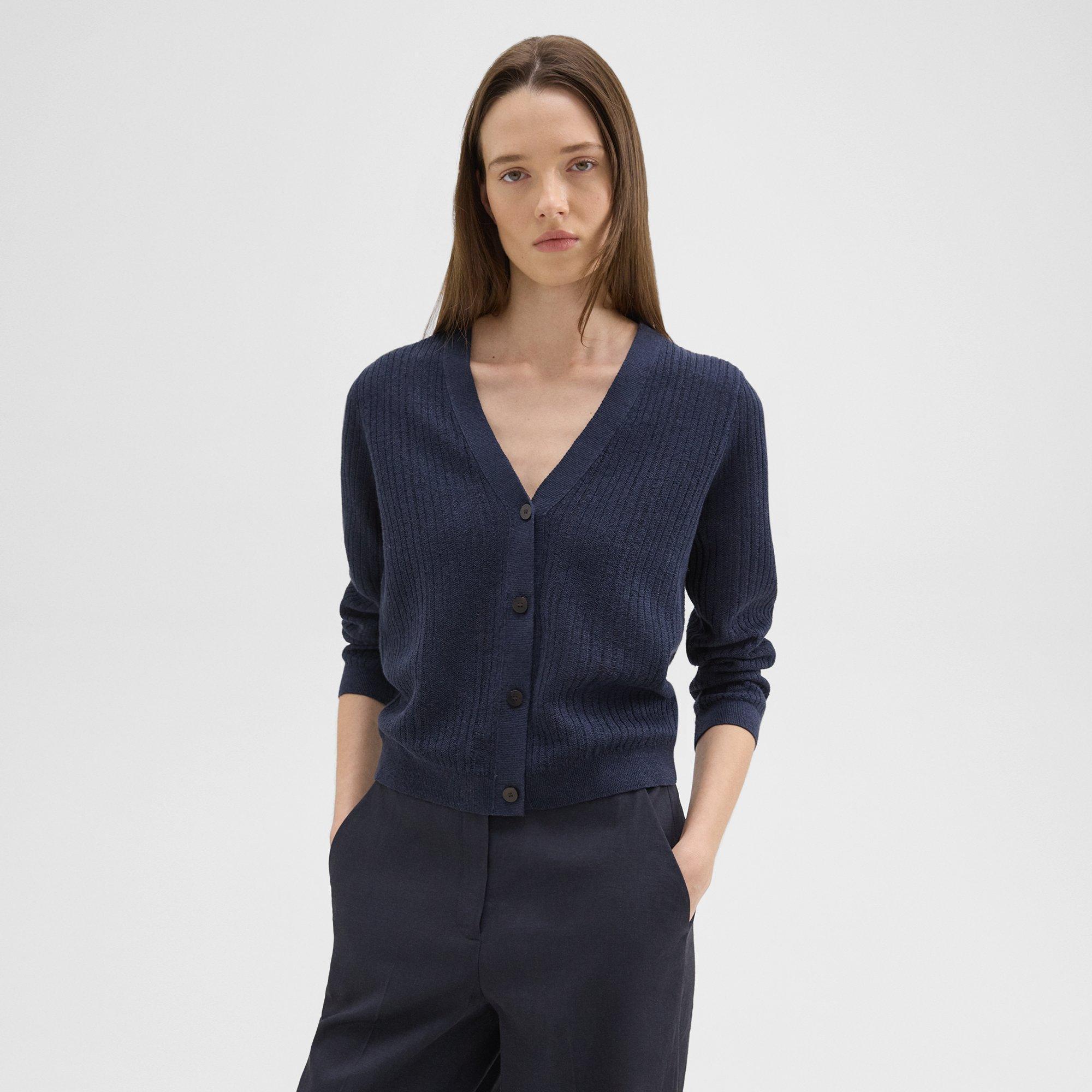 Linen-Viscose Cropped Cardigan | Theory Product Image